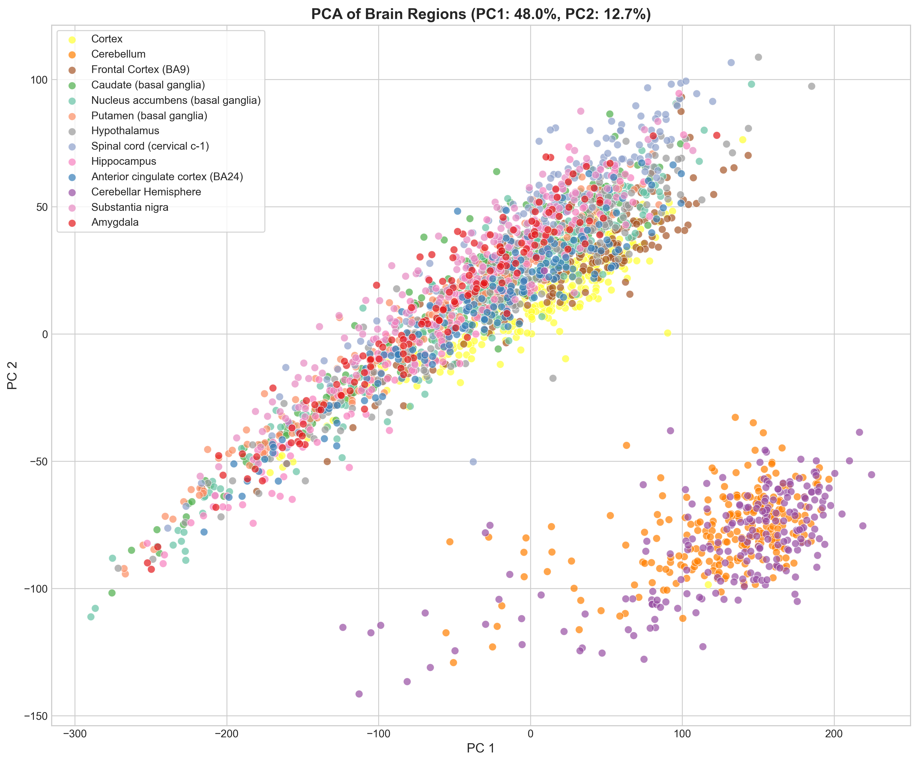 PCA scatter: PC1 vs PC2