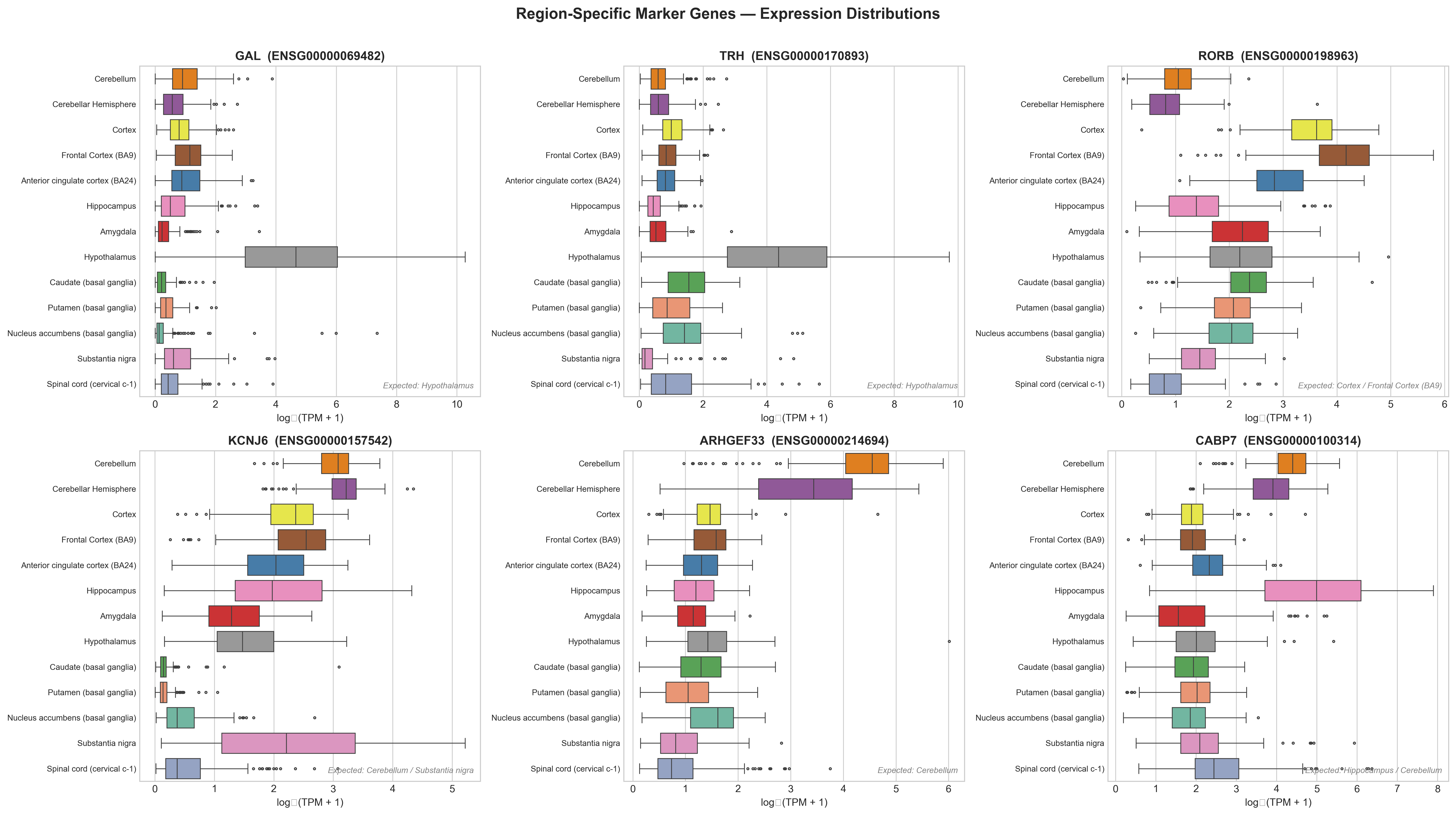 Marker gene box plots